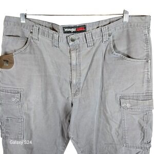 Wrangler Riggs Workwear Men's Gray Cargo Pants 44x30 Relaxed Fit Cotton Blend
